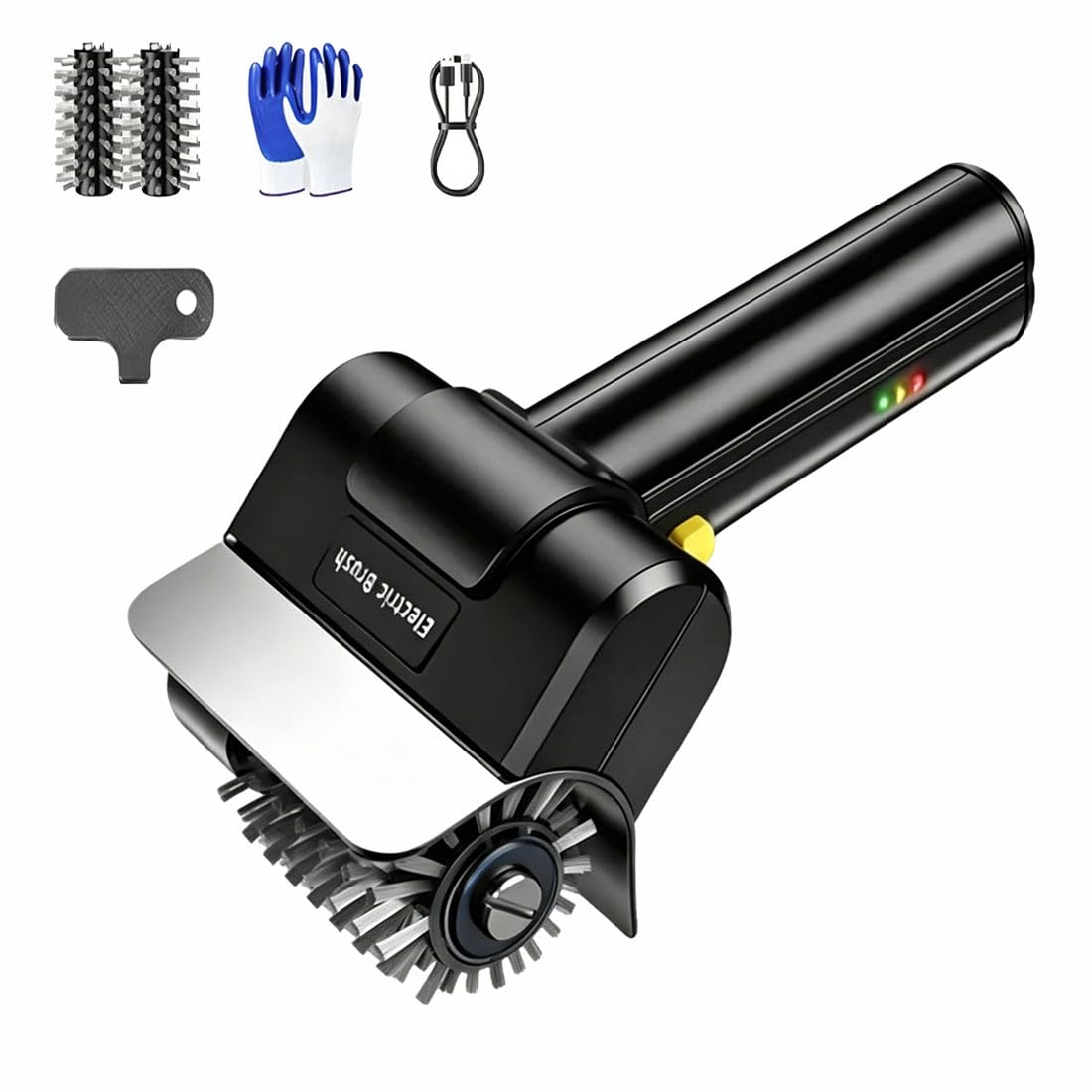 Cepillo Eléctrico para Barbacoa, Limpiador eléctrico Recargable de 1100 RPM, batería de 2000 mAh, Cabezal de Cepillo de Acero Inoxidable, para Parrillas de Gas y carbón.