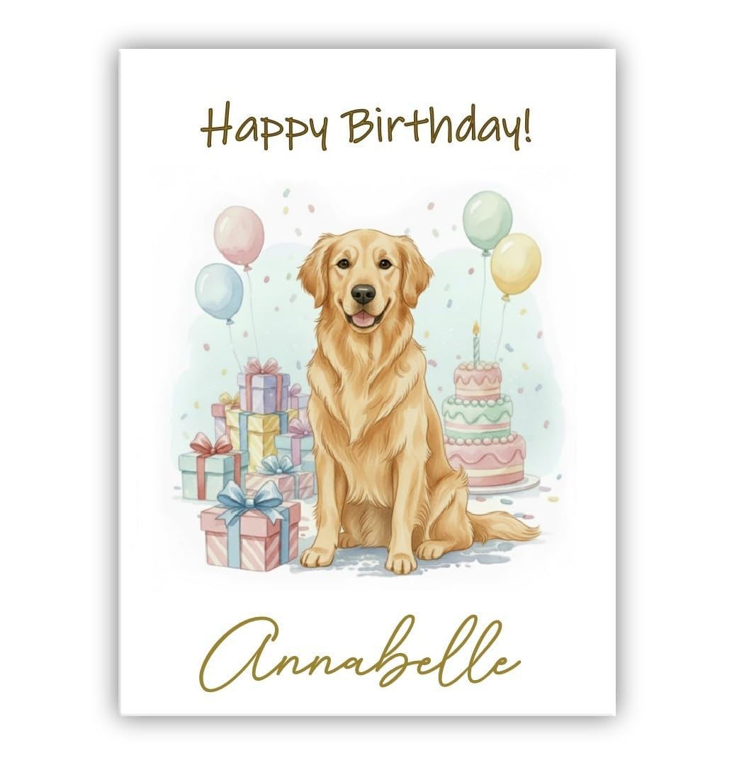 Personalised Birthday Card From the Dog – Add Any Name – Multiple Breeds Available – Dogs Lover Gift (• Golden Retriever)