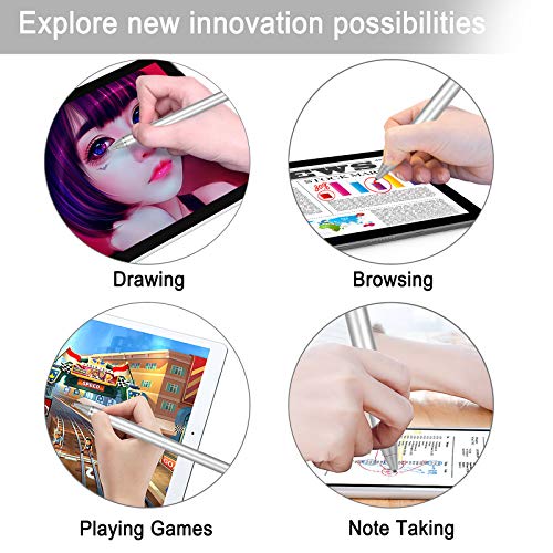 Active Stylus Pens for Touch Screens, Digital Stylish Pen Pencil Rechargeable Compatible with Most Capacitive Touch Screens (Silver) - Thumbnail 6