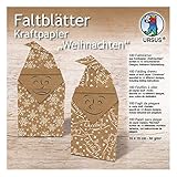 Faltblätter aus Kraftpapier Ursus 38035599 Faltblätter Weihnachten, 100 Blatt Kraftpapier 80 g/qm 15 x 15 cm, in 10 verschiedenen Designs, Vorderseite mit Motiv, Rückseite unbedruckt, inklusive Faltanleitung, braun