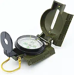 Bússola de mira multifuncional com clinômetro – ferramenta de navegação impermeável durável com mostrador luminoso e régua para caminhadas, acampamento, trekking