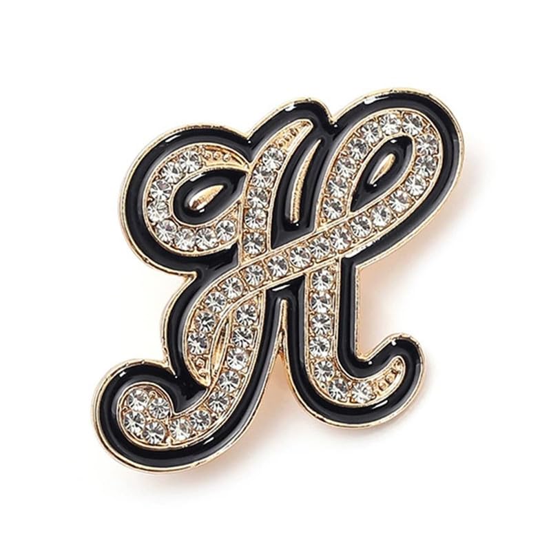 Broche inicial personalizado, broche de letra de cristal de strass para mulheres e homens, presentes personalizados para mochilas, artesanato de moda, acessórios, broches exclusivos, Medium, Latão