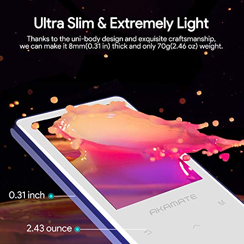 MP3 Player, 16GB Player with Bluetooth 4.2, Music Player with FM Radio, One Click Recording, 2.4" Screen, Built-in Speaker, HiFi Lossless Sound, Support up to 128GB(Earphone, Sport Armband)
