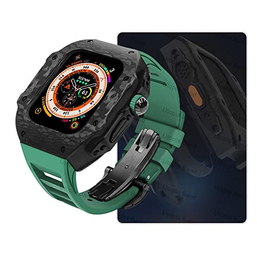Kit Modification Fibre de Carbone Apple Watch Ultra 49mm Bracelet Fluorine Agate Luxe