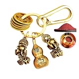 [koulaya] 純銅製バーロケットピッキューキーホルダー 【魔除けグッズ】 風水対応車載チャーム 和風刺繍アクセサリー キーチェーン収納/贈答品 オフィス飾り