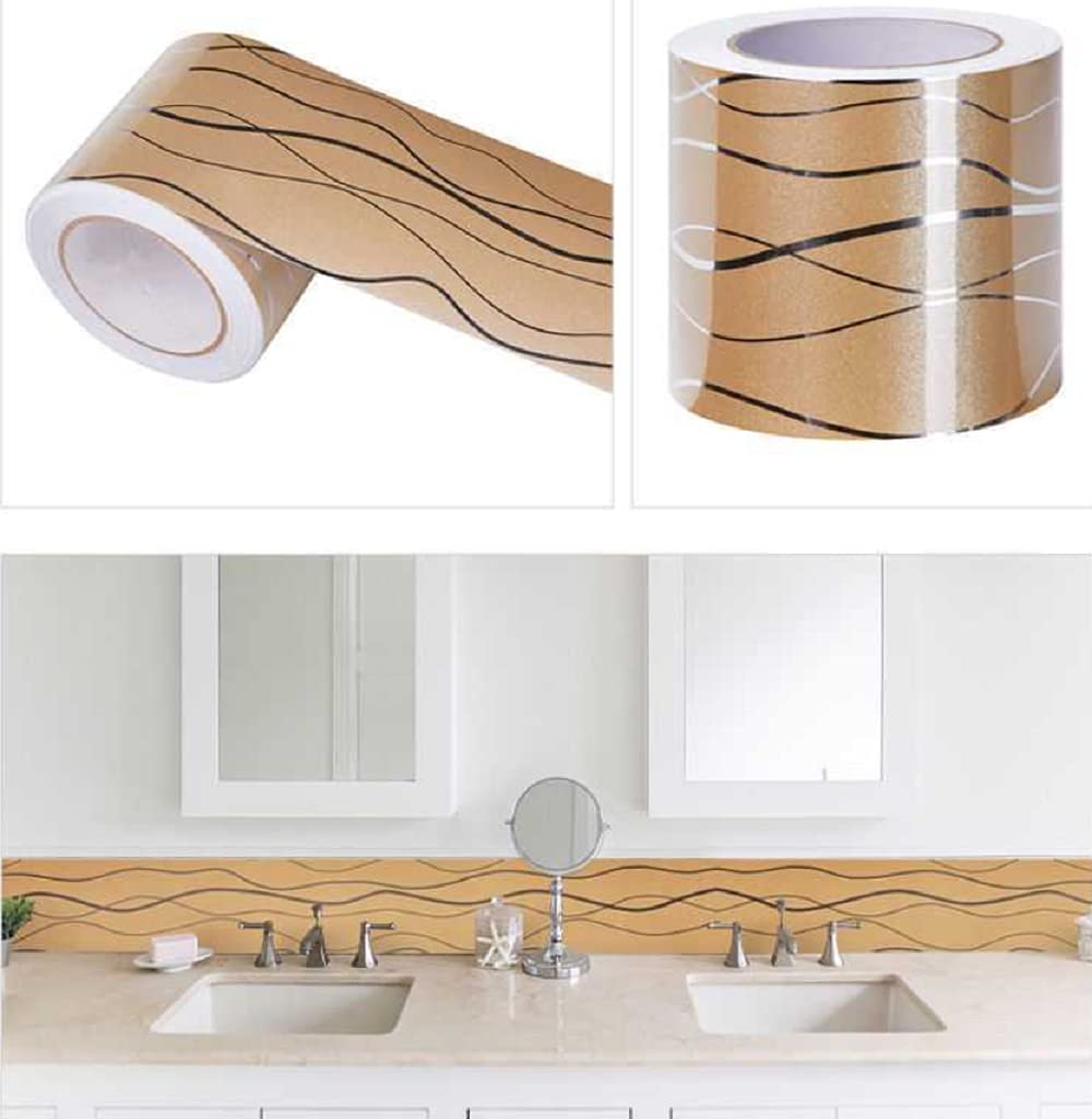 Bordo Autoadesivo Decorativo Con Motivo Onde - Adesivo Rimovibile Per Pareti, Specchi, Piastrelle