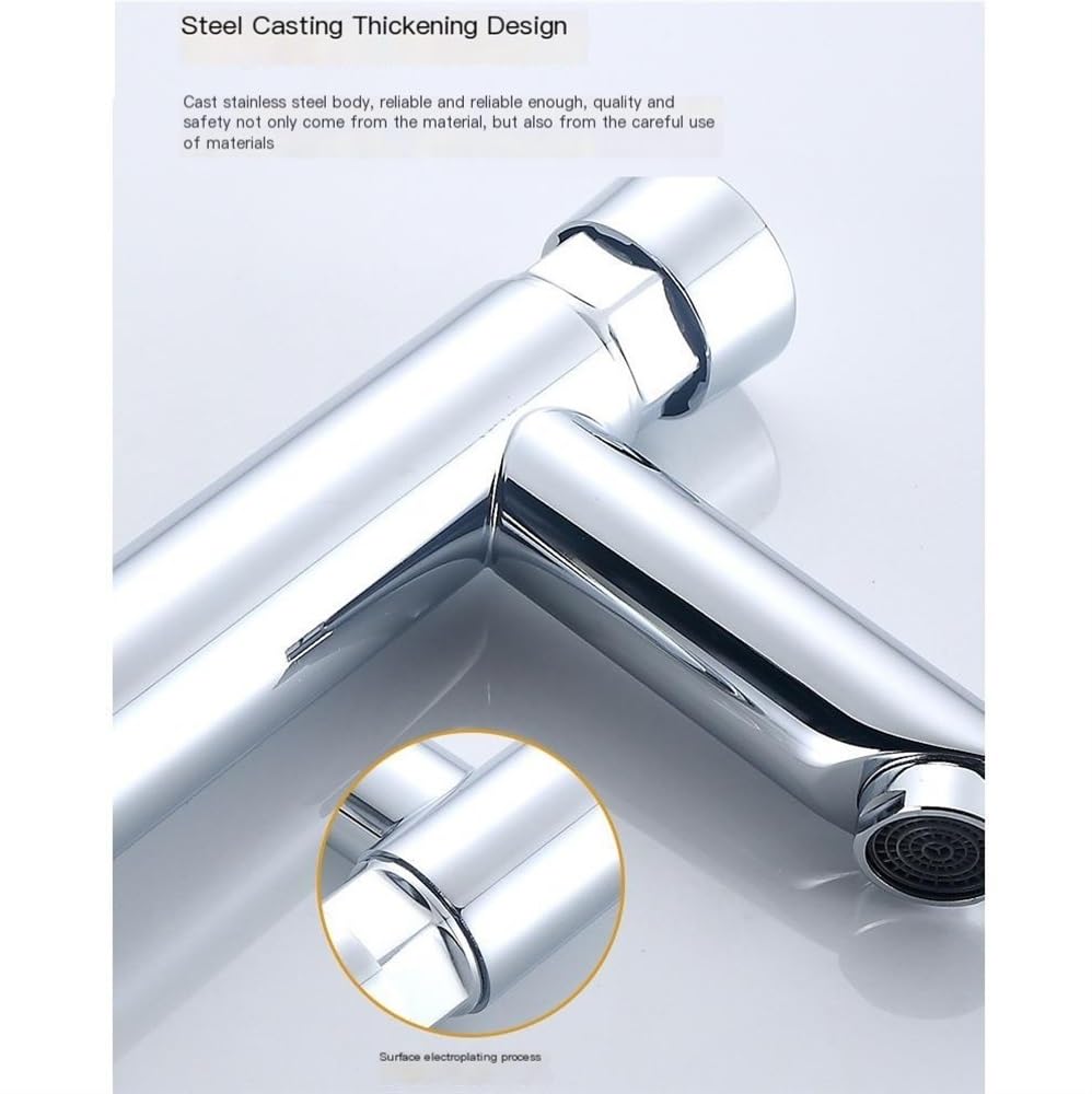 Grifo ahorrador de agua plateado grifo dosificador de cierre automático grifo temporizador público grifos de botón para cocina en casa, baño, hotel(B)