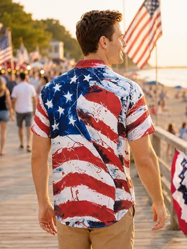 Image of Yoimira Hawaiian Shirts for Men, Print Mens Casual Short Sleeve Button Down Shirts Floral Aloha Beach Shirt