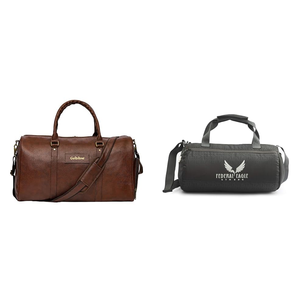 Premium Textured Leatherette Travel Duffel Weekender Bag for Men and Women (Weather + Sports Duffle/Travel Bag Classic Polyester Round-Shaped Large Capacity 20L Gym Bag with-image-21