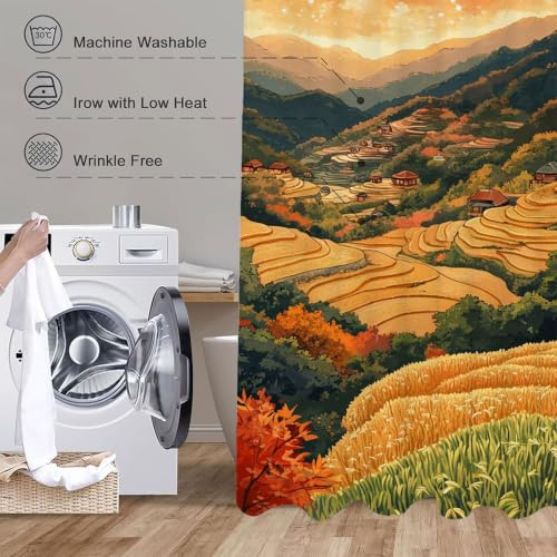 Rideau douche rétro 140x200 cm imperméable en tissu polyester lavable - 8