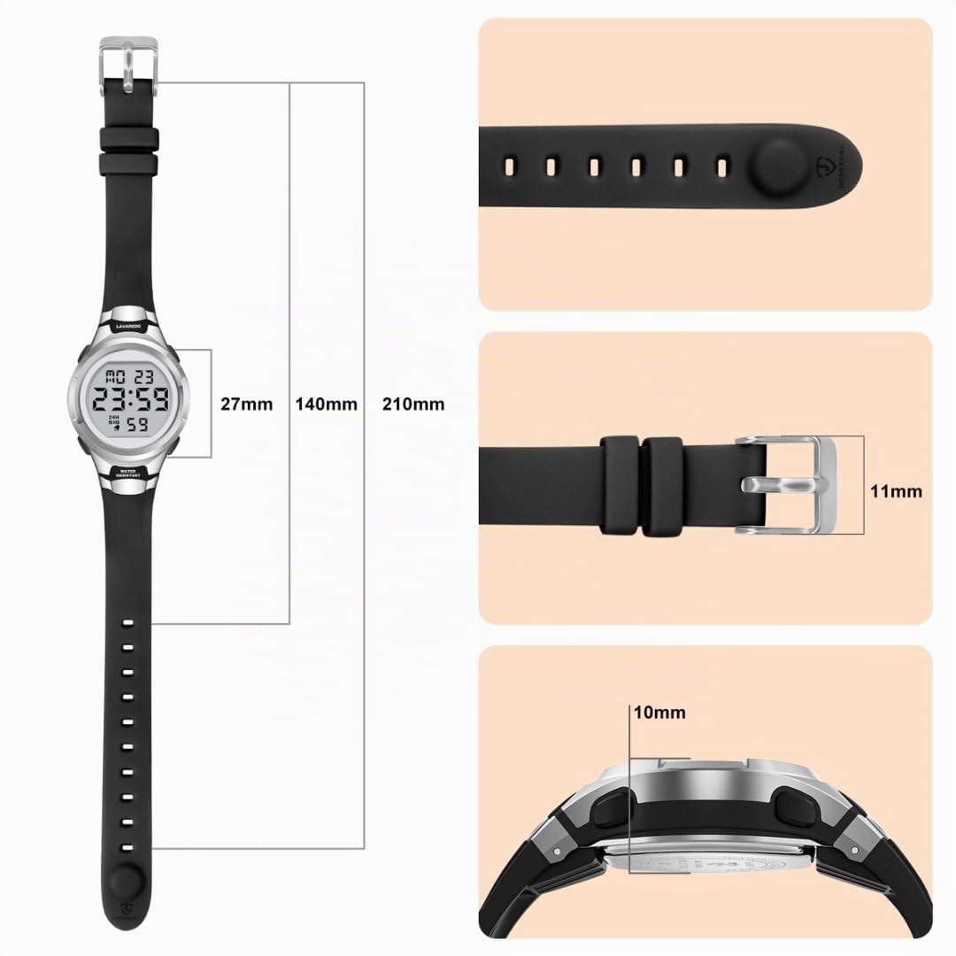 Timever Reloj para Mujer con Correa de Silicona,Reloj Digital Mujer con Alarma,Cronómetro,Fecha,Luz