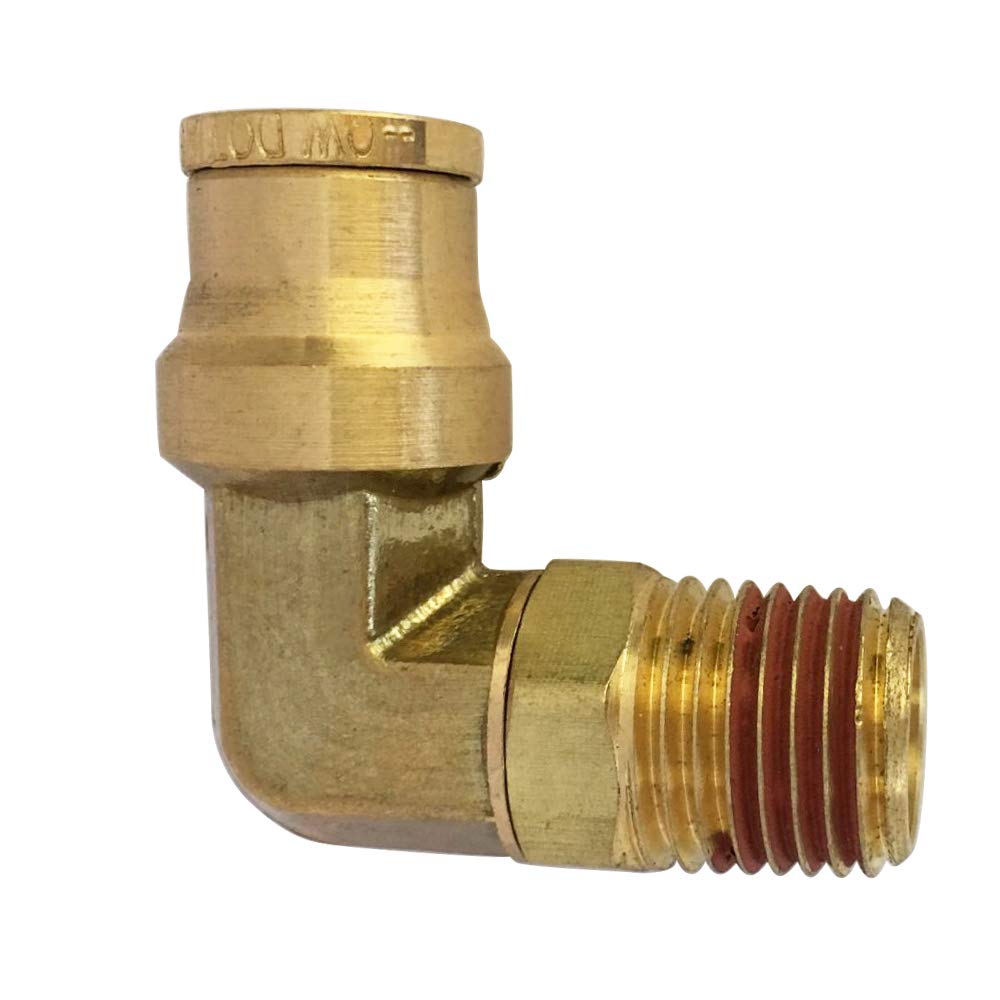 SXITHGKDW Brass D.O.T. Push In Air Hose Fitting, Swivel Elbow, Tube OD 1/4" x M1/8"; 1/4" x M3/8"; 3/8" x M1/4" NPT Male (5pcs)