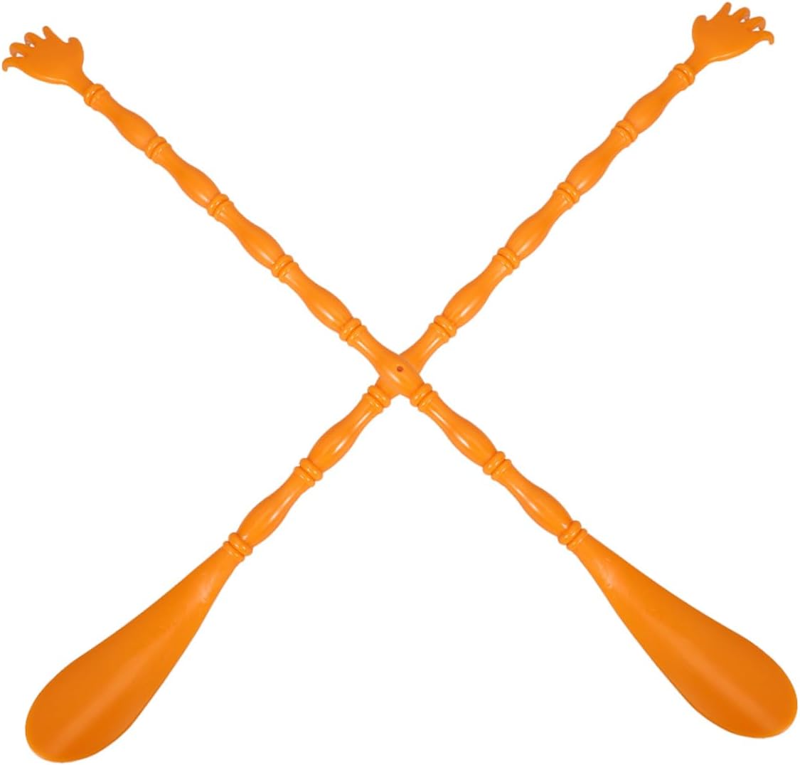 Dual-Sided Long Handle Back Scratcher and Shoe Horn 18.89 Inch Portable Plastic Shoe Helper for Itchy Relief and Easy Wearing for Men and Women