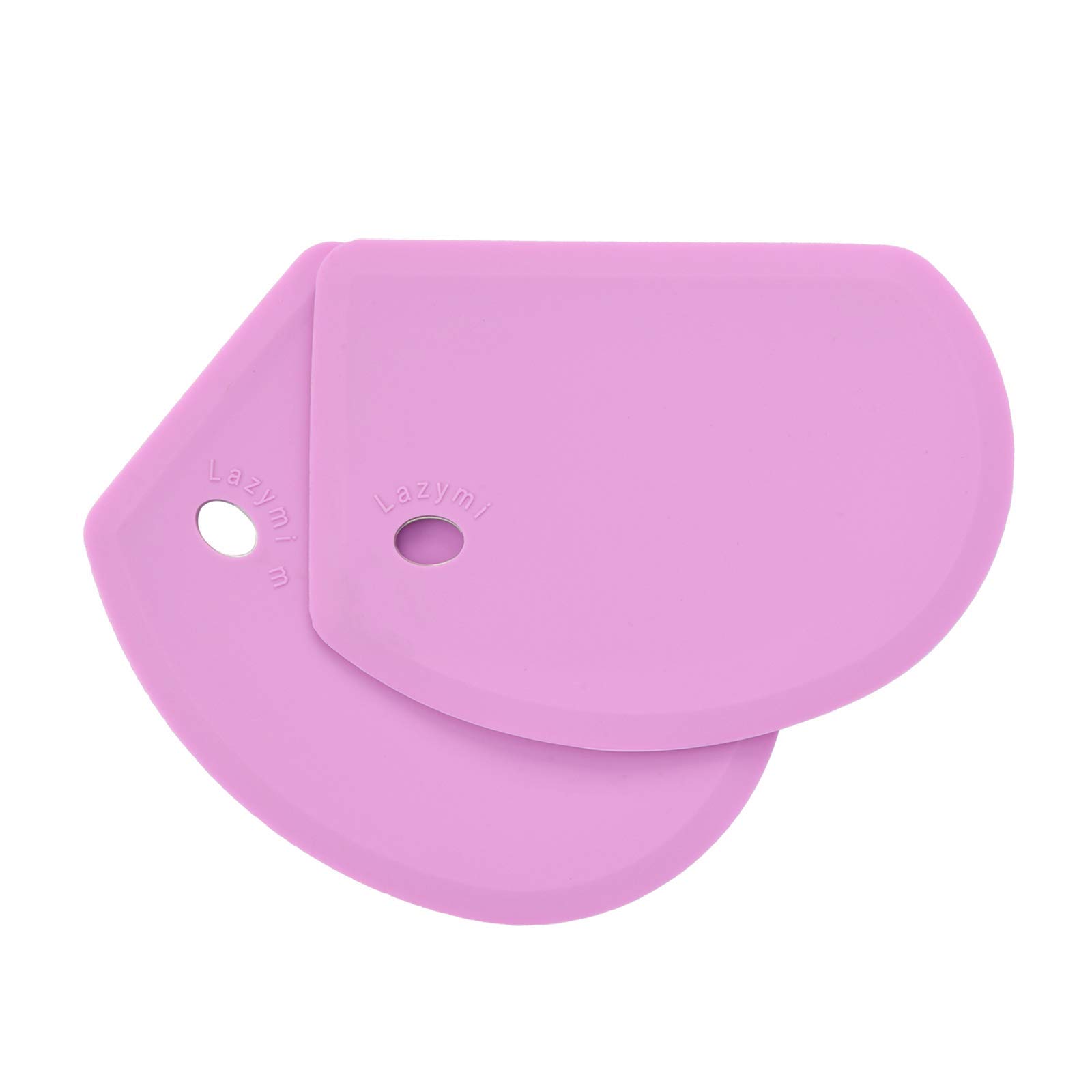 Lazymi 2 Stück Flexibel Silikon Teigschaber, Groß (15.2×10.9 CM) Nicht-Stick Teigkarte Mehrzweck Teigschneider - Teigspachtel - Schüsselschaber zum Backen von Brot/Sauerteigkuchen/Pizza, Lila