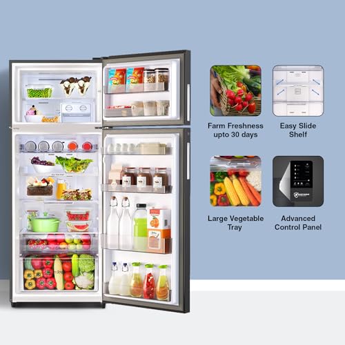 Image of Godrej 472 L 2 Star 1+2 Years Additional Warranty, 95%+ Food Surface Disinfection with Nano Shield Technology Inverter Frost Free Double Door Refrigerator (RT EONREGALIS 517B RCI MT BK, Matte Black)