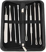 Vista 1 de Kit de herramientas para eliminar puntos negros, kit de 9 piezas, herramienta profesional de extracción de espinillas de acero inoxidable