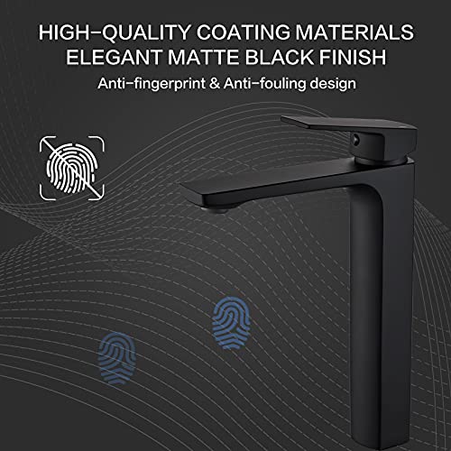 VOTON Black Vessel Sink Faucet Single Hole Tall Bathroom Faucet, Rv Lavatory Vanity Faucet Basin Mixer Faucet Solid Brass 1.2 GPM… by VOTON - Used condition - Image 6