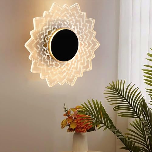 Image of Groeien Pack of 2 | LotusGlow Modern LED Wall Lamp | Golden Decorative Wall Light for Living Room, Bedroom & Hall | Artistic Lotus Design Wall Fixture for Home Decor(LotusGlow, 2)