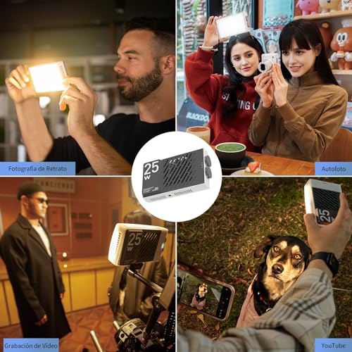 Luz de Video LED, ZHIYUN CINEPEER CM25 25W Luz de Cámara LED con batería de 2000mAh, Regulable 2700-6200K con Difusor de Silicona, TLCI 97+ CRI 96+ para Vlogging, TikTok, Fotografía Retrato - imagen 7