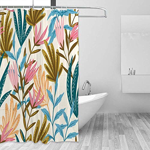 Rideau de douche imperméable anti-éclaboussures à motifs fleurs avec crochets inclus - 5