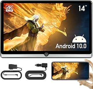 14 inch New 4K Android 10.0 Portable Car TV Headrest Monitor Tablet for back seat, Support Phone Wireless mirroring Touch Screen,with WiFi/Bluetooth/HDMI/USB/AV in/FM/Airplay Video Player 2G+32G(1*PC)