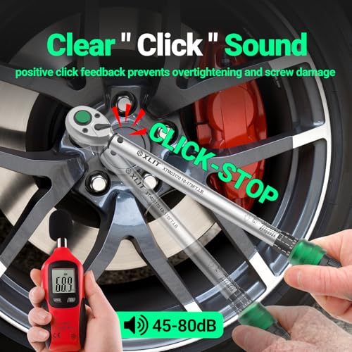 Image of 1 /2 inch Drive Click Torque Wrench, 10-170 Ft-Lb /13-230 Nm Dual-Direction Adjustable 72 Tooth Ratchet, ±3% Accuracy Heavy Duty Torque Wrench for Automotive Repair, Lug Nuts and Suspension Work