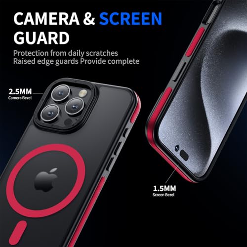 Yzoiko Strong Magnetic for iPhone 16 Pro Max case [10Ft Military-Grade Protection] Compatible with fit MagSafe Shockproof Slim Thin Cover case for iPhone 16 Pro Max 6.9 inch, Bumper Red by Yzoiko - Used condition - Image 4