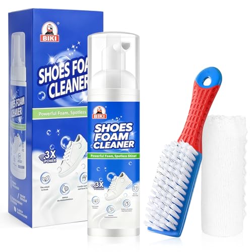 Flintronic 200 ml Nettoyant Chaussures – Kit Nettoyage Sneakers avec Brosse et Serviette (Cuir, Nubuck, Daim et Toile)