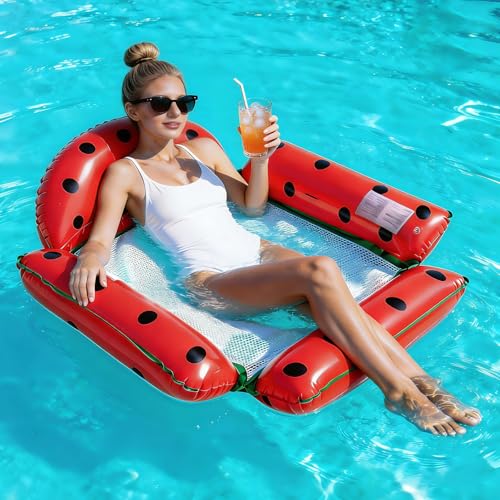 Aufblasbare Wasser Luftmatratze Pool, Aufblasbare Wasserhängematte Erwachsene mit 4 Kopfstütze,