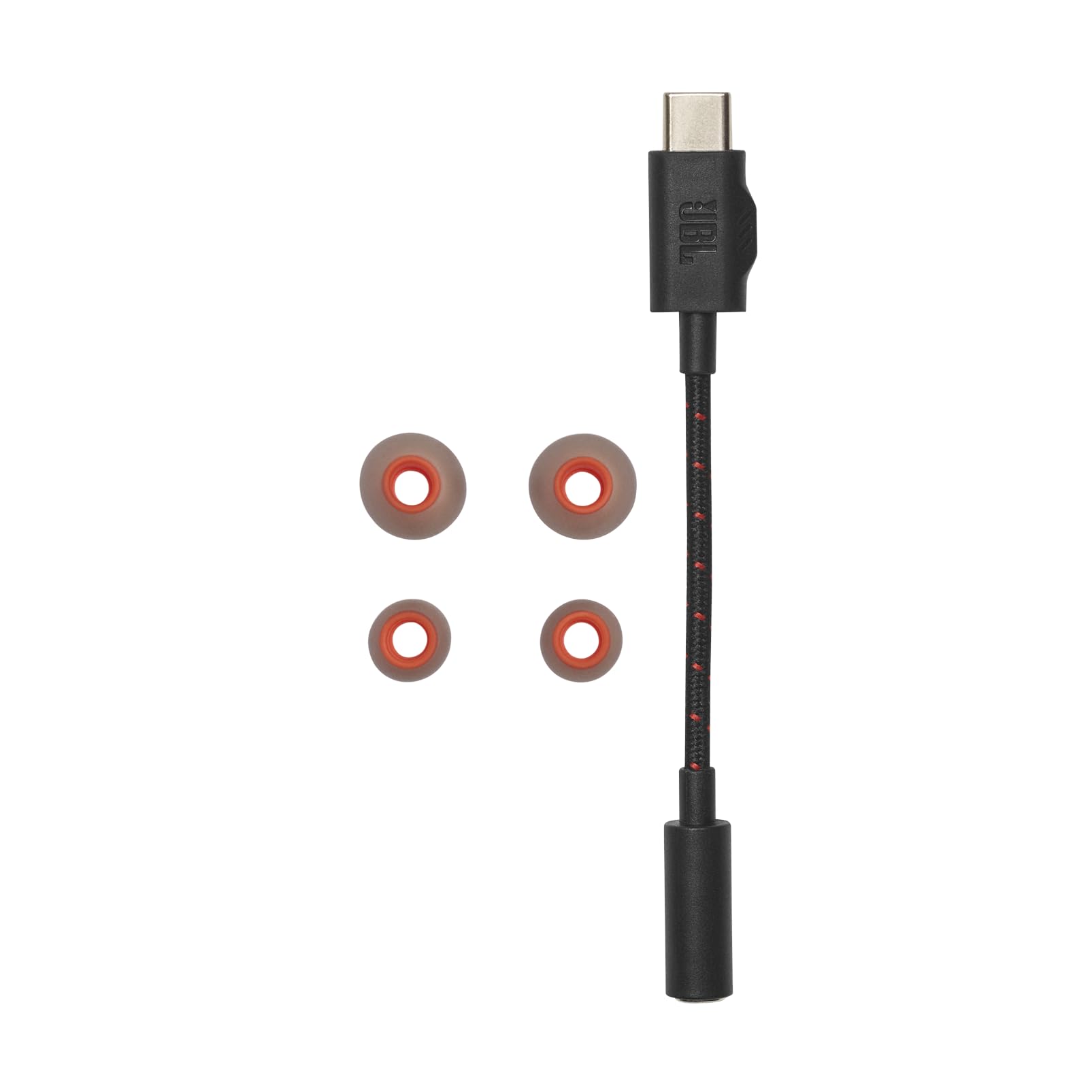 JBL Quantum 50 C Słuchawki Przewodowe Douszne do Gier z Mikrofonem z funkcją „Voice Focus” i Wyciszeniem, Adapterem USB C, Dźwiękiem JBL QuantumSURROUND, Kompatybilne z Wieloma Platformami, Czarne