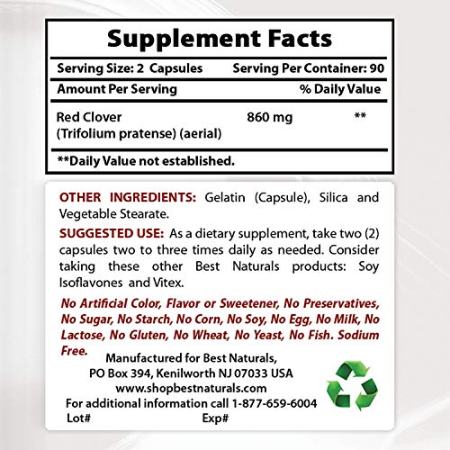 Best Naturals Black Cohosh 540 Mg & Red Clover 430 Mg #TOP2