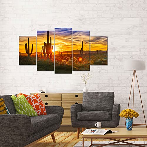 Nachic Wall Arizona Desert Picture Canvas Prints Saguaros at Great Sunset Landscape Painting Prints American Scenery Poster Framed for Living Room Kitchen Decor by Nachic Wall - Image 4