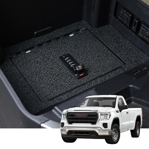 WASAI Center Console Safe Gun Safe, Premium in-Vehicle Console Gun Vault Lockbox Compatible with 2023-2025 Chevy Silverado 1500/GMC Sierra 1500, GMC 2500, 4-Digit Combination Lock with Backup Key.
