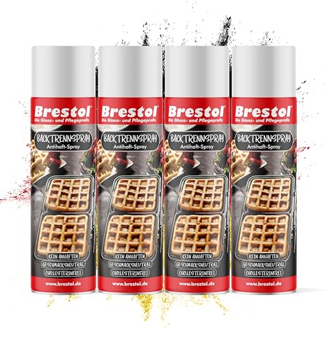 BRESTOL® Spray de separación para hornear 4 x 200 ml, vegano, versátil y perfecto para panadería festiva. Spray antiadherente para pasteles de fiesta, galletas, uso multifuncional para hornear,