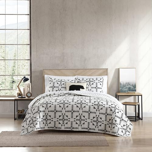 Image of Eddie Bauer - Twin Quilt Set, Reversible Cotton Bedding with Matching Sham, Luxurious Bedding Set (Arrowhead Charcoal, Twin)