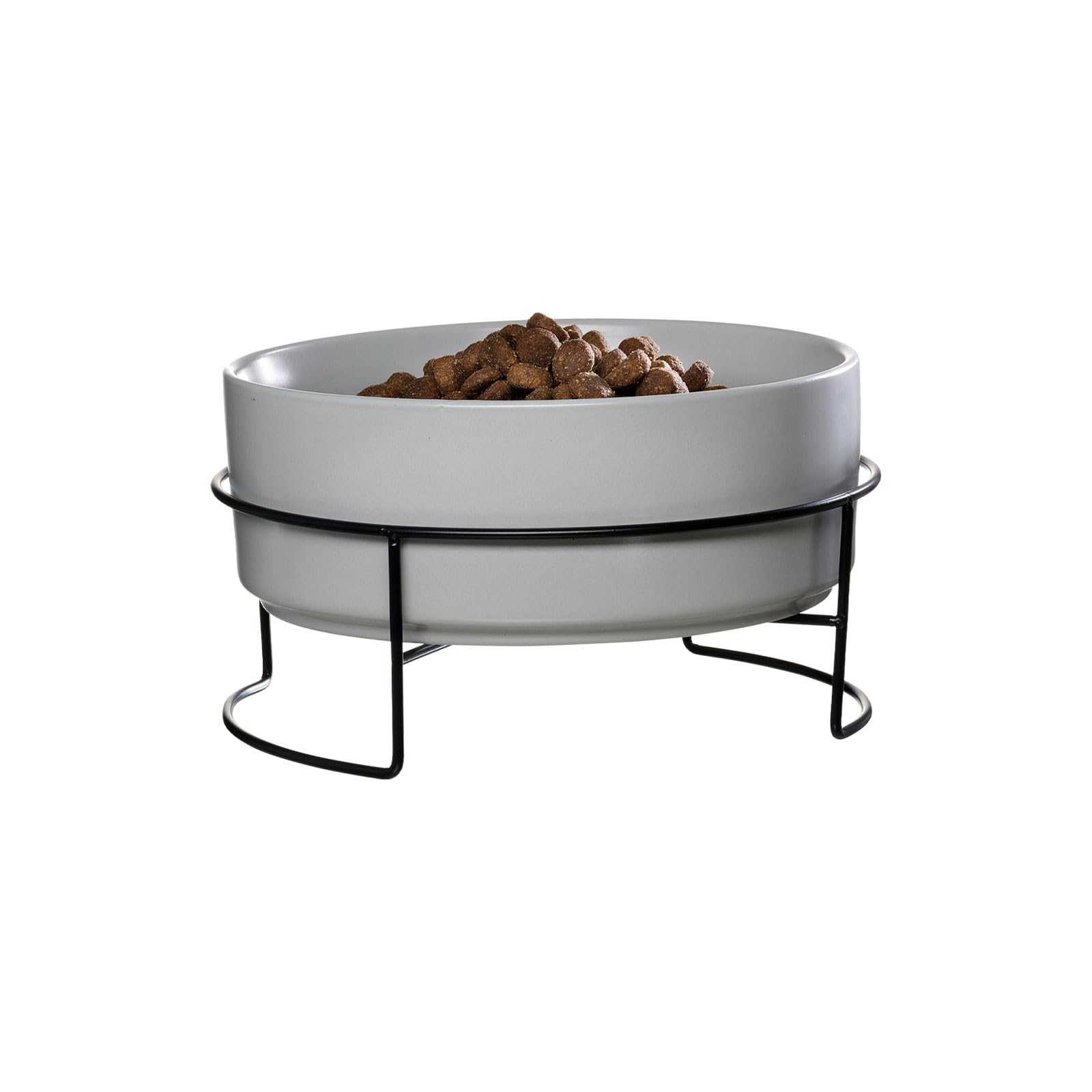 Ritzenhoff & Breker Taro Futternäpfe ø 21 cm 2er Set | Steingut-Hundenapf mit Napfhalter aus Metall | Napf-Set mit erhöhter Fressposition | Wasserschüssel 1,8 l für große Vierbeiner | Grau
