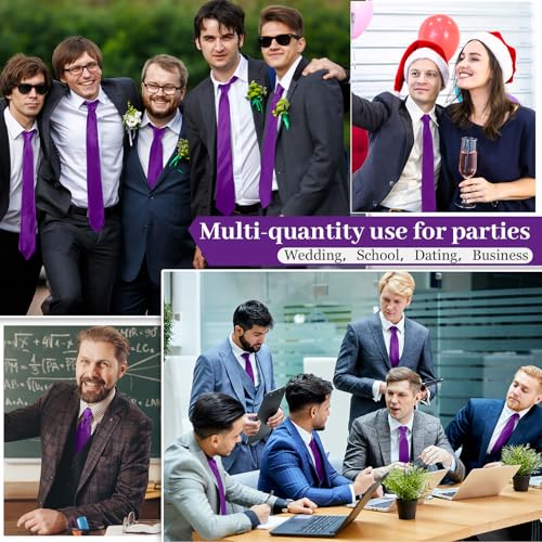 Image of Syhood 6 /12 /24 Pcs Men Ties Set Solid Satin Pure Color Business Formal Necktie Tie 57 inch for Men Occasion Wedding
