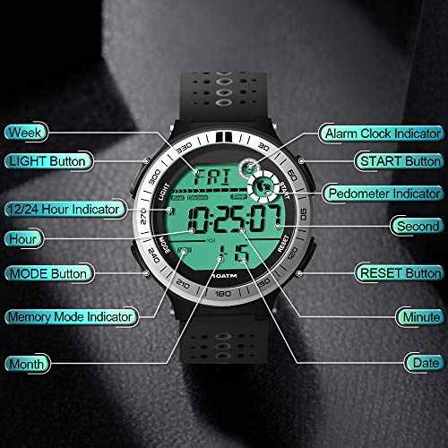 100M Underwater Watch Pedometer For Men Boys Waterproof Swimming Watch With Lap Stopwatch And Alarm Clock Function, 12/24 Hour Format Selectable #TOP7