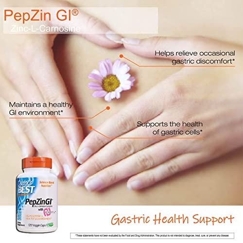Doctor's Best Pepzin Gi, Zinc-L-Carnosine Complex, Non-Gmo, Vegan, Gluten /Soy Free, Digestive Support, 120 Veggie Caps #TOP5