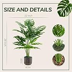 Der Rose Fake Plants Tall 28'' Artificial Monstera Faux Plants Indoor for Living Room Home House Decor - Image 2