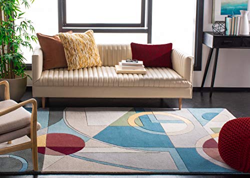 Safavieh Rodeo Drive Collection 6' Square Blue/Multi Rd845B Handmade Mid-Century Modern Abstract Wool Area Rug #TOP15