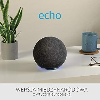 Echo 4. generacji | Doskonały dźwięk, z Alexą i centralą inteligentnego domu | Wersja międzynarodowa | Język polski nie jest obsługiwany | Kolor Grafitowy