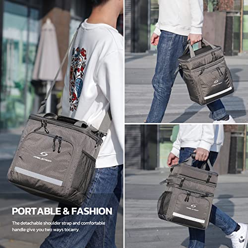 Women/Men,Reusable Lunch Box For Men,Insulated Lunch Cooler Bag For Adults Kids,Collapsible Leakproof Lunch Tote Bag For Work Office School Picnic Beach-Medium,Grey #TOP4