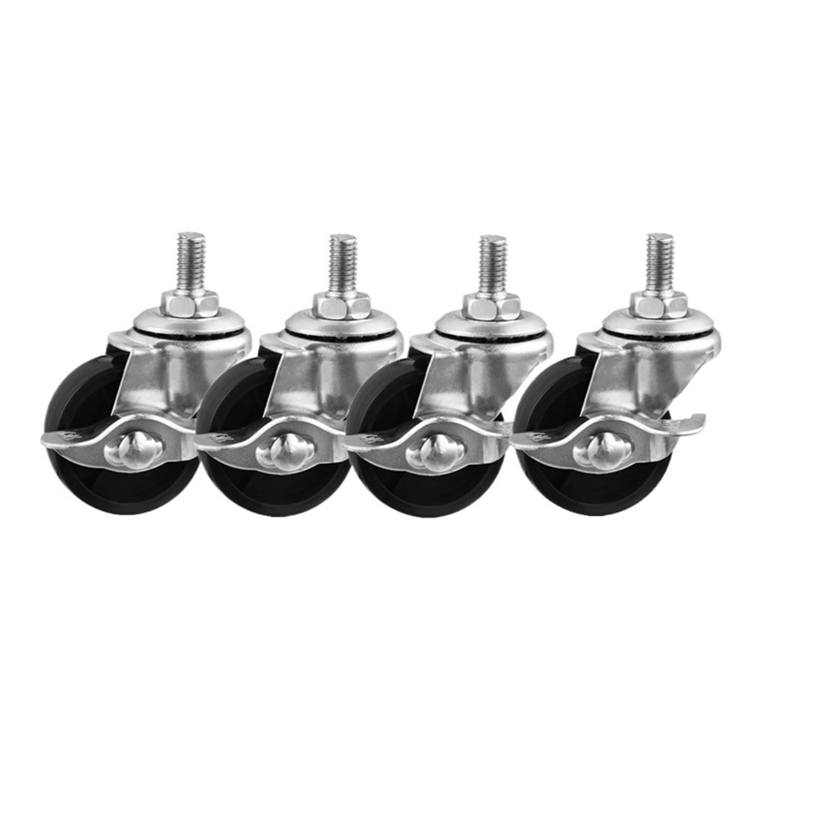 4 Pieces/lot 2 inch Black PP Screw Side Brake Caster M10 Threaded Locking Roller Display Stand Universal Wheel