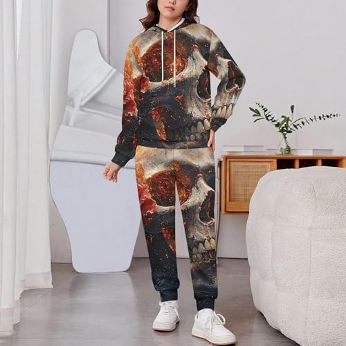 Boys Girls Sweatshirt Set Kid 2 Piece Pullover Hoodie Jogger Sweatpants, Skull And Rose Galaxy2