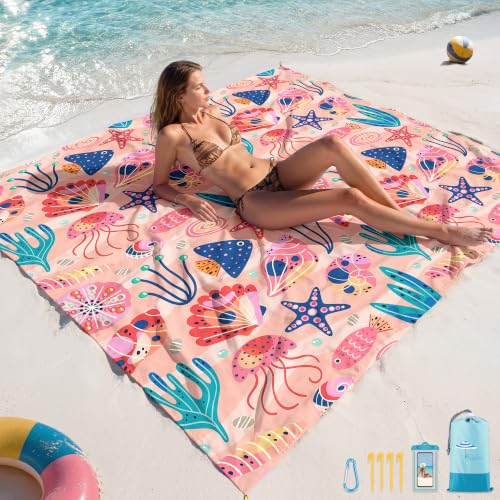 Beach Blanket Sandproof Waterproof Oversized 78"x81" Compact mat miniatura 1