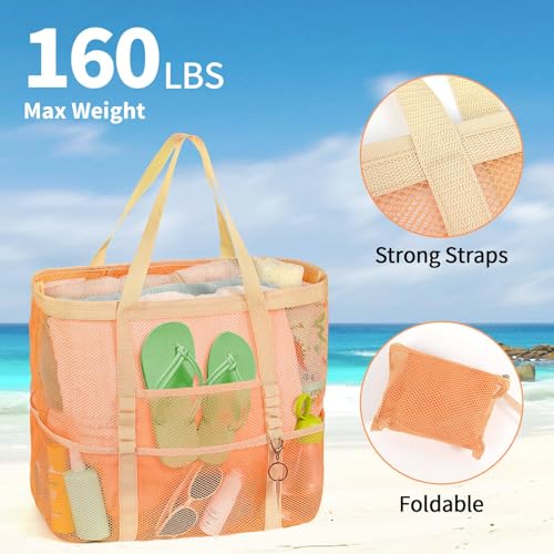Mesh Beach Bag Vacation Essentials - Large Tote Pool Bag for Women Vacation Essentials Beach Accessories 5
