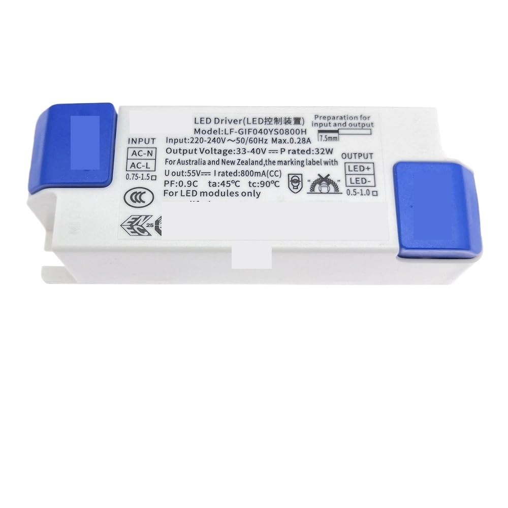 PWANUIGTE LED Driver 800mA-1050mA DC33-40V High PF 0.9 Flicker Lighting Transformer Power Supply for Modules(LF-GIF040YS0800H)