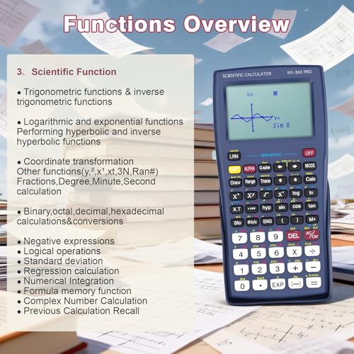 Graphing Scientific Calculators GUYUCOM 36X Pro Office Calculators for High School with 360 Functions Financial Calculator Desktop Multi-Line 13 Digit 3-in Display School Supplies for Student Teacher