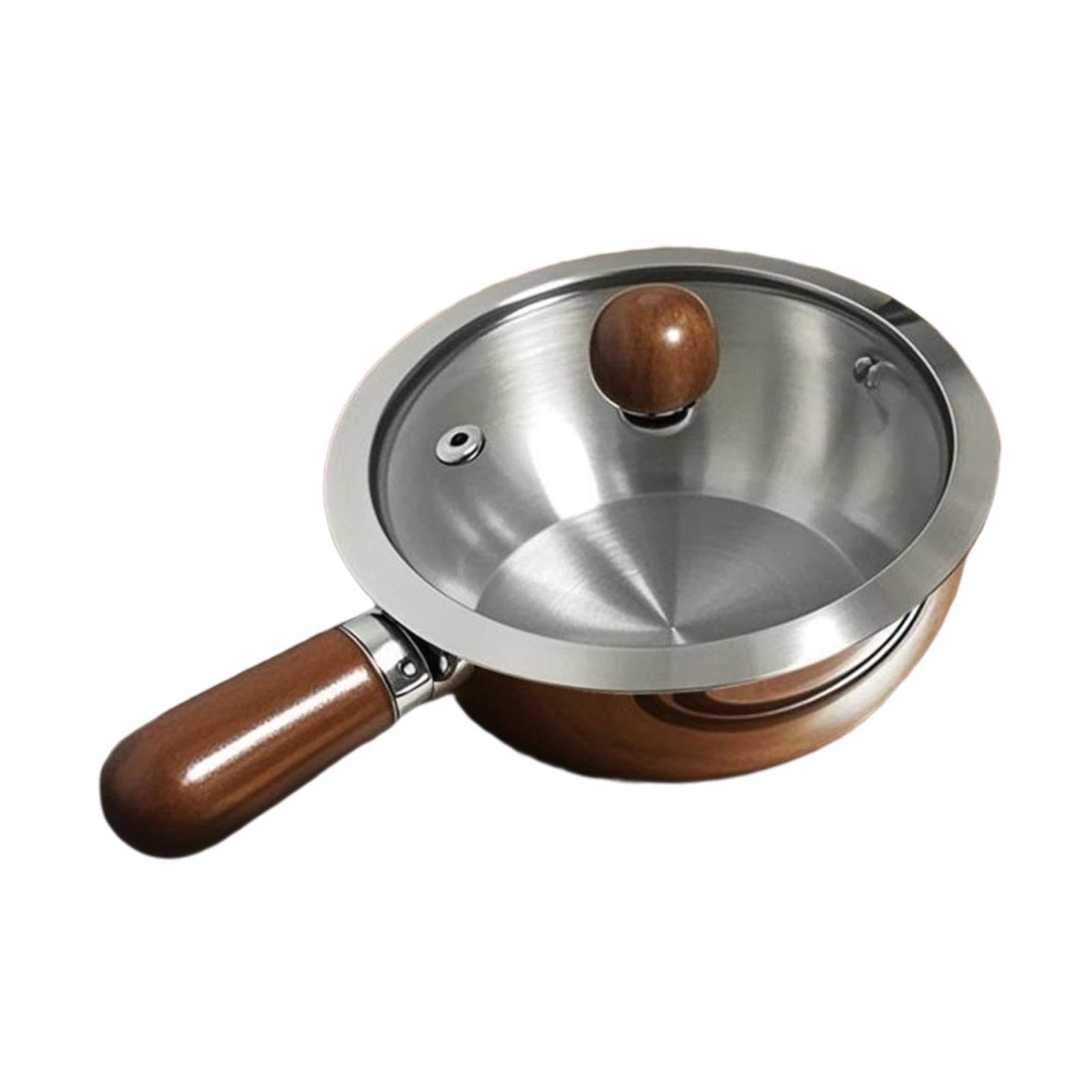 Generic Mini Hot Milk Pot Butter Melting Pot for Boiling Kitchen Cooking Tools Portable Stainless Steel, Butter Warmer Small Saucepan, Silver with Lid